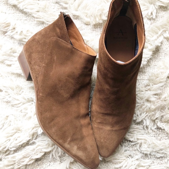 Aquatalia Shoes - Aquatalia Italian Suede Zipper Point Toe Booties